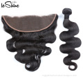 Good Quality Cuticle Aligned Frontal With 4 Bundles Of Peruvian Hair No Shed Natural Color